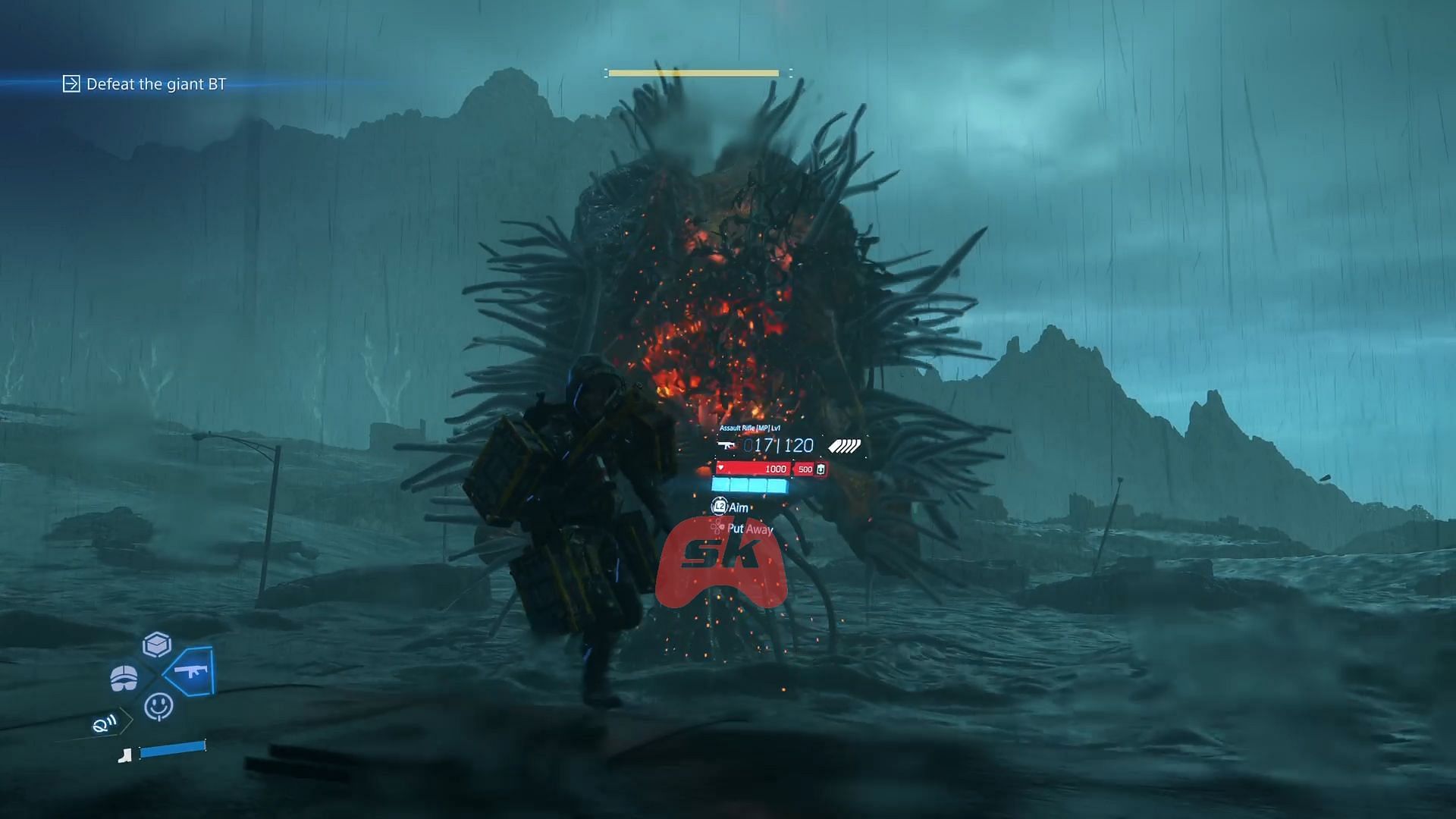 Duel with Giant BT in Episode 1 of Death Stranding (Image via Sportskeeda Gaming / Sony Interactive Entertainment)